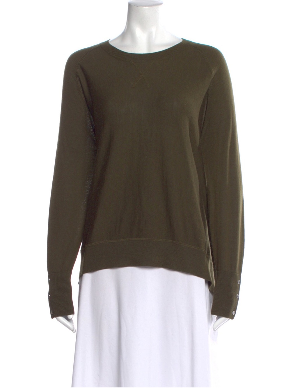 All Saints Dark Green Oversized Fit 100% Merino Wool Sweater Sz M